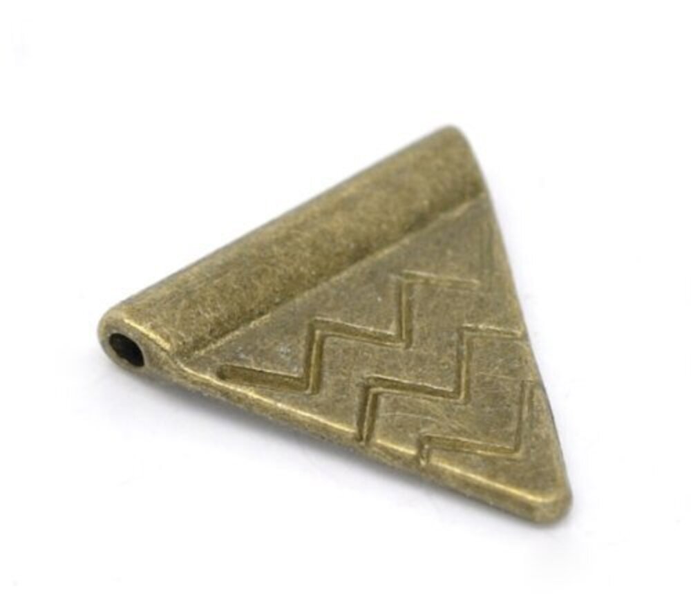2646 60pc Antiqued Bronze Alloy riangle Ripple Carved Charms Pendants 14x
